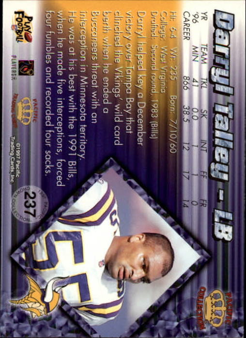 A9372- 1997 Pacific Football Cards 1-250 +Rookies -You Pick- 15+ FREE US SHIP - Picture 455 of 475