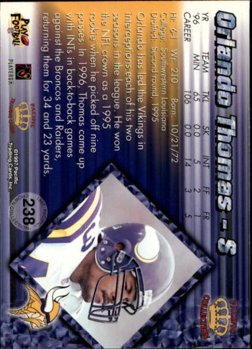 A9372- 1997 Pacific Football Cards 1-250 +Rookies -You Pick- 15+ FREE US SHIP - Picture 457 of 475