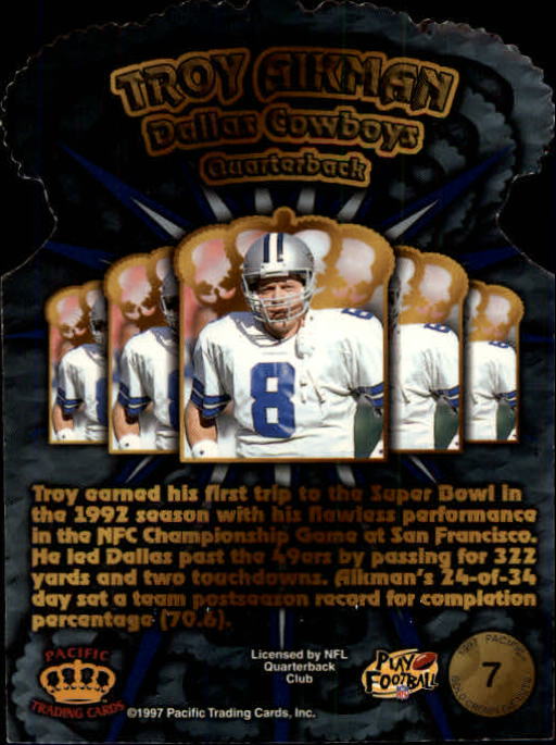 1997 Pacific Gold Crown Die Cuts #7 Troy Aikman back image