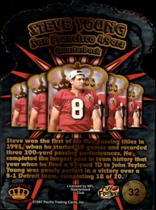 1997 Pacific Gold Crown Die Cuts #32 Steve Young back image