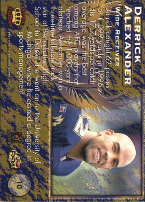 1997 Pacific Dynagon #10 Derrick Alexander WR back image
