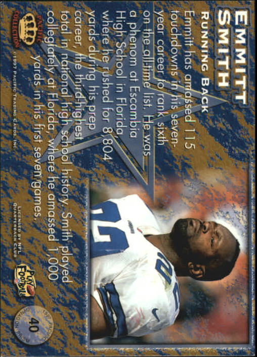 1997 Pacific Dynagon #40 Emmitt Smith back image