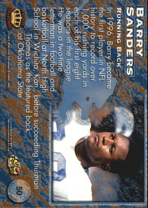 1997 Pacific Dynagon #50 Barry Sanders back image