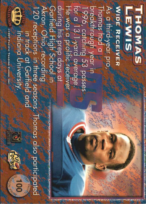 1997 Pacific Dynagon #100 Thomas Lewis back image