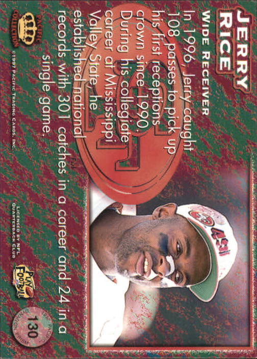 1997 Pacific Dynagon #130 Jerry Rice back image