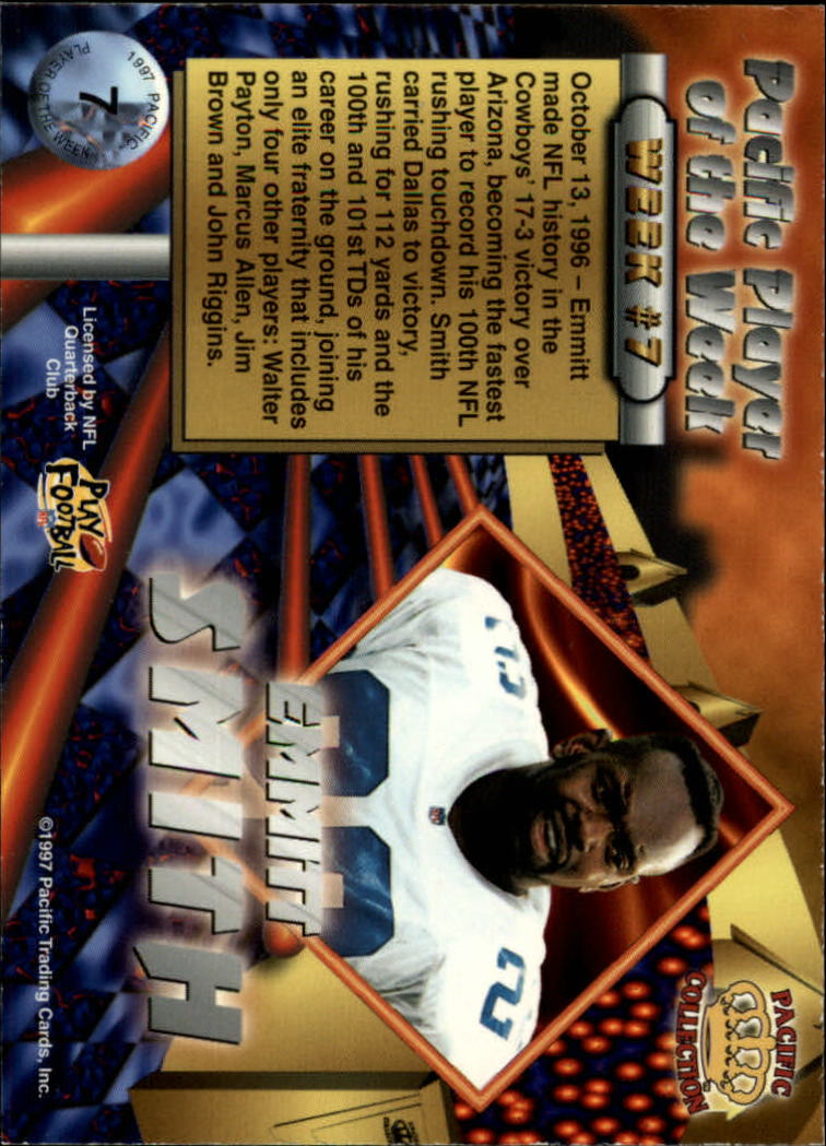 1997 Pacific Dynagon Player of the Week #7 Emmitt Smith back image