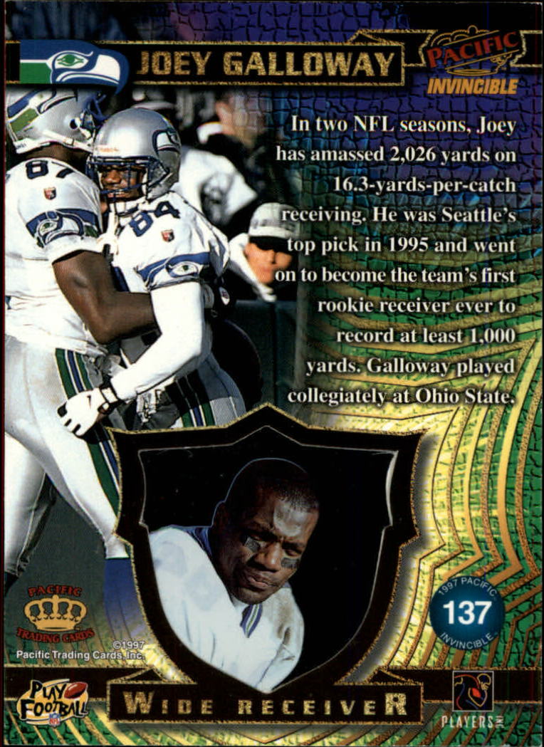 1997 Pacific Invincible Silver #137 Joey Galloway back image