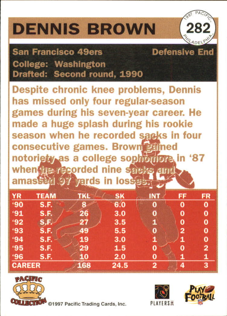 1997 Pacific Philadelphia #282 Dennis Brown back image