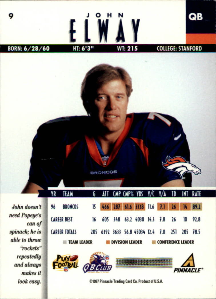 B7257- 1997 Pinnacle Footbal Cards 1-200 +Inserts -You Pick- 15+ FREE US SHIP - Picture 15 of 304