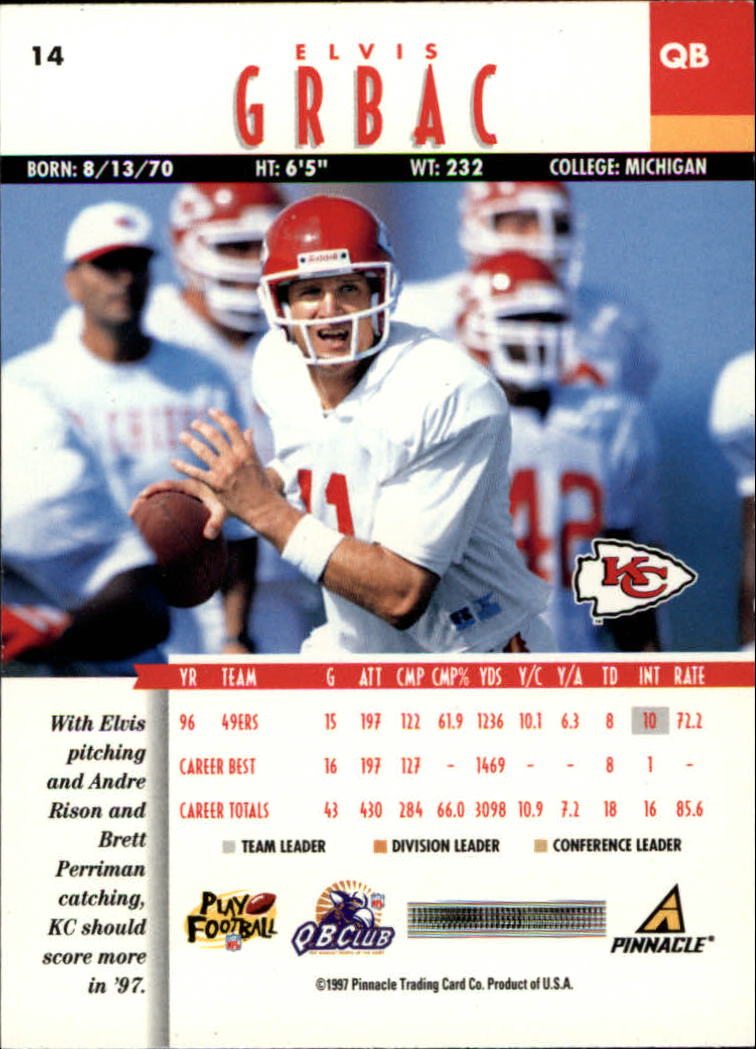 B7257- 1997 Pinnacle Footbal Cards 1-200 +Inserts -You Pick- 15+ FREE US SHIP - Picture 19 of 304