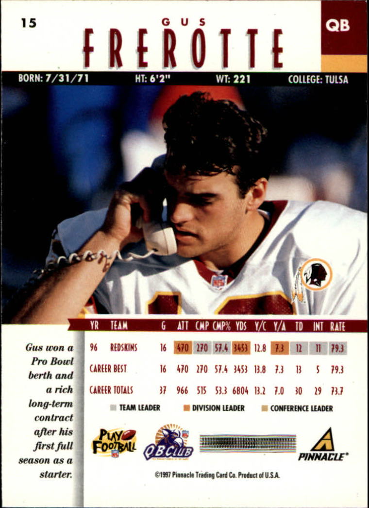 B7257- 1997 Pinnacle Footbal Cards 1-200 +Inserts -You Pick- 15+ FREE US SHIP - Picture 21 of 304