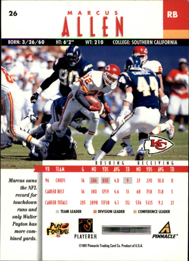 B7257- 1997 Pinnacle Footbal Cards 1-200 +Inserts -You Pick- 15+ FREE US SHIP - Picture 39 of 304
