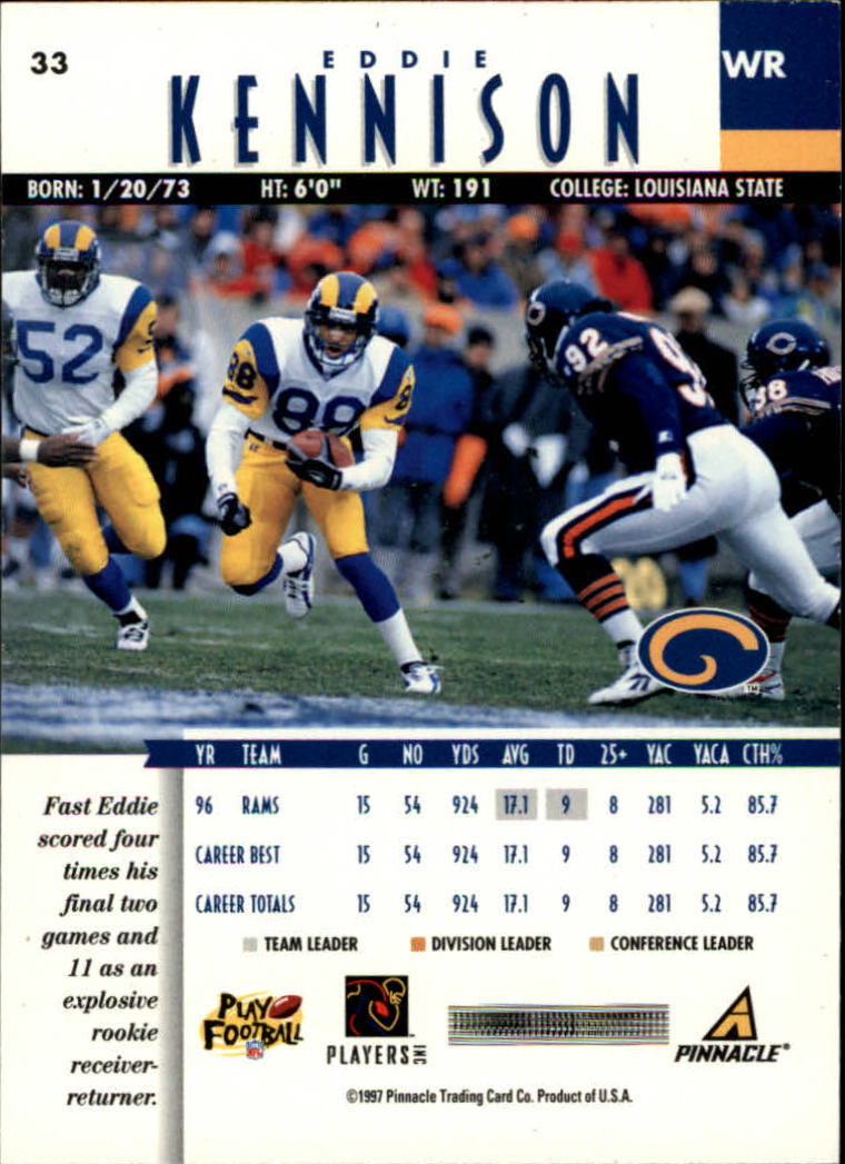 B7257- 1997 Pinnacle Footbal Cards 1-200 +Inserts -You Pick- 15+ FREE US SHIP - Picture 51 of 304