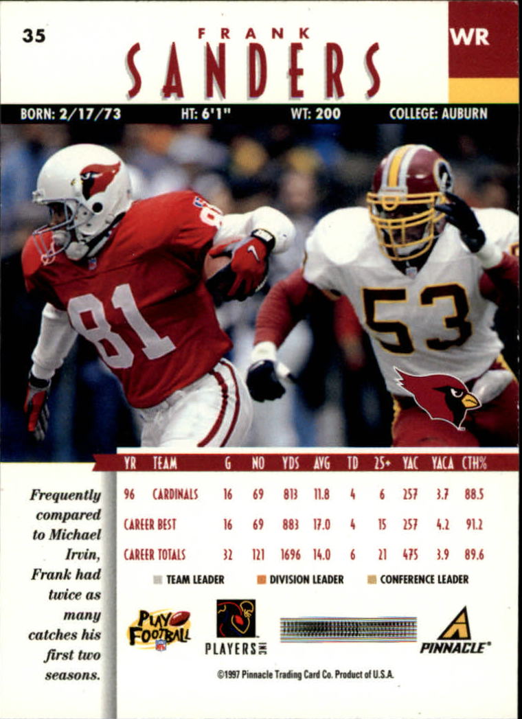 B7257- 1997 Pinnacle Footbal Cards 1-200 +Inserts -You Pick- 15+ FREE US SHIP - Picture 53 of 304