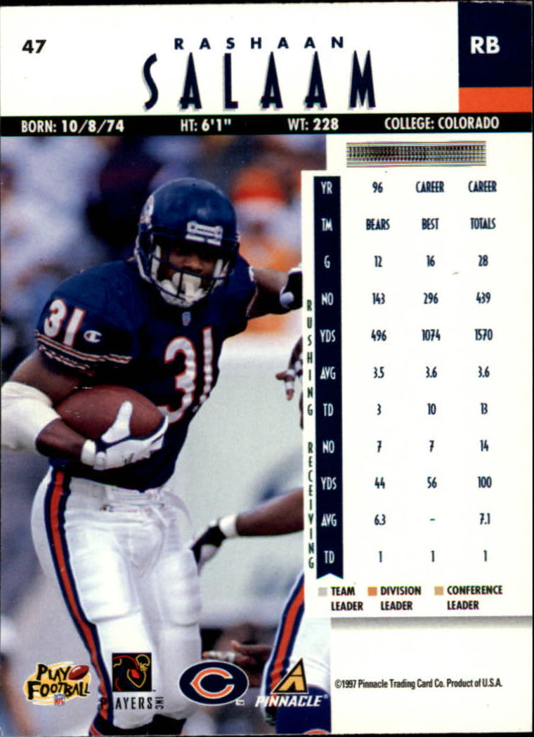B7257- 1997 Pinnacle Footbal Cards 1-200 +Inserts -You Pick- 15+ FREE US SHIP - Picture 71 of 304