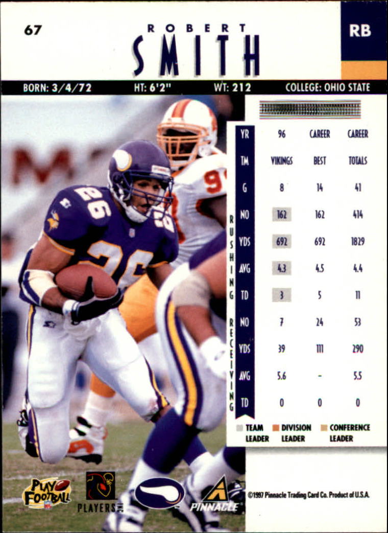 B7257- 1997 Pinnacle Footbal Cards 1-200 +Inserts -You Pick- 15+ FREE US SHIP - Picture 99 of 304