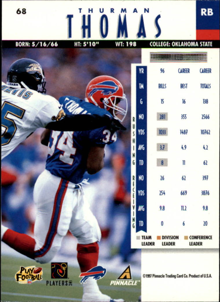 B7257- 1997 Pinnacle Footbal Cards 1-200 +Inserts -You Pick- 15+ FREE US SHIP - Picture 101 of 304