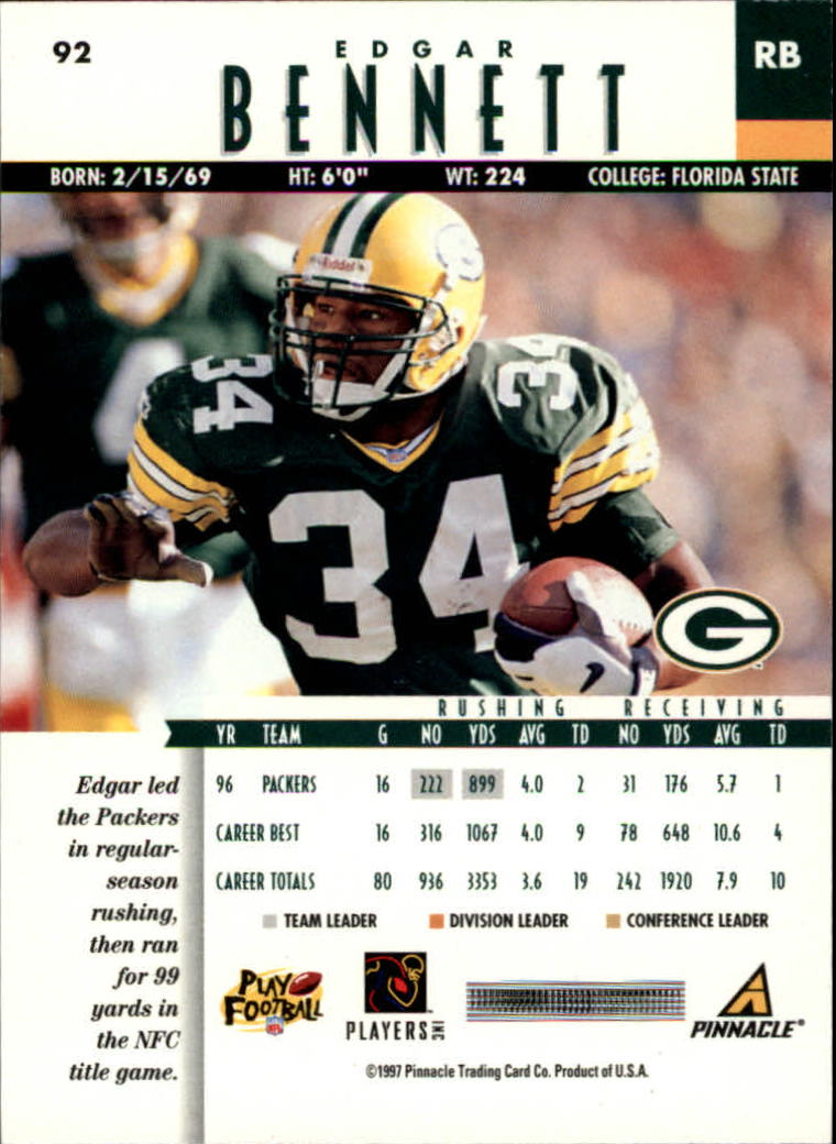 B7257- 1997 Pinnacle Footbal Cards 1-200 +Inserts -You Pick- 15+ FREE US SHIP - Picture 141 of 304