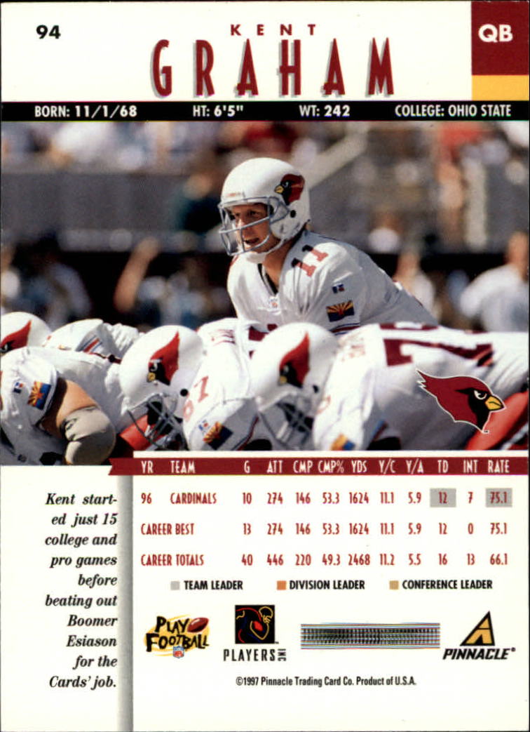 B7257- 1997 Pinnacle Footbal Cards 1-200 +Inserts -You Pick- 15+ FREE US SHIP - Picture 143 of 304
