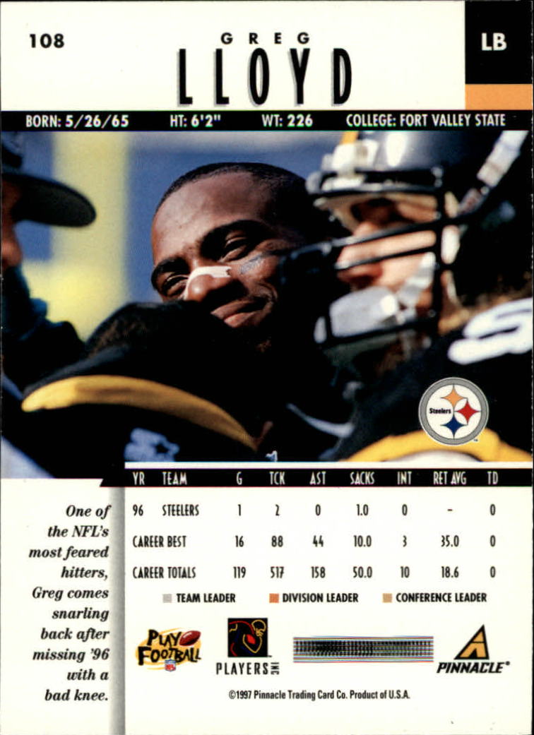 B7257- 1997 Pinnacle Footbal Cards 1-200 +Inserts -You Pick- 15+ FREE US SHIP - Picture 167 of 304