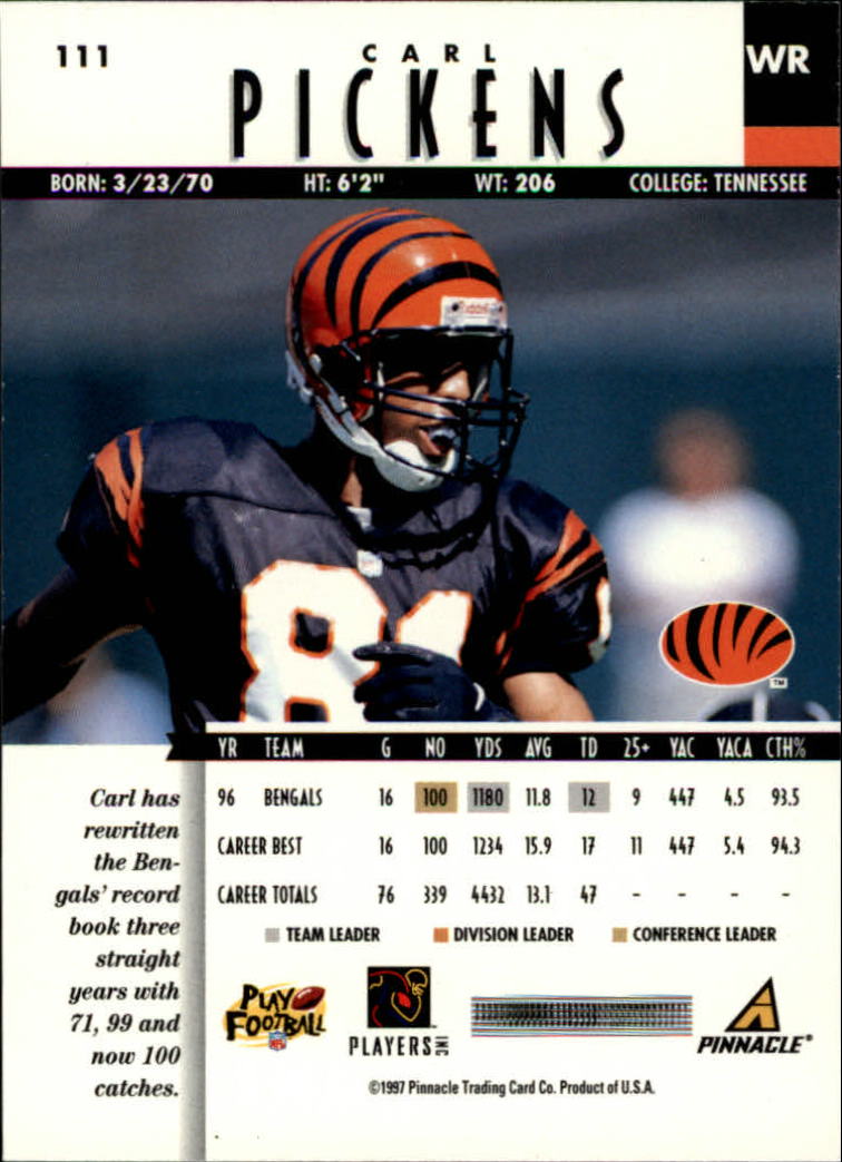 B7257- 1997 Pinnacle Footbal Cards 1-200 +Inserts -You Pick- 15+ FREE US SHIP - Picture 171 of 304