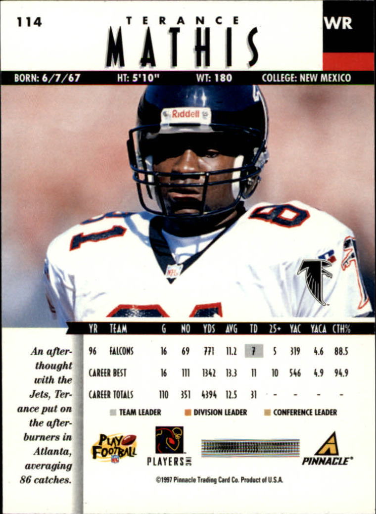 B7257- 1997 Pinnacle Footbal Cards 1-200 +Inserts -You Pick- 15+ FREE US SHIP - Picture 177 of 304