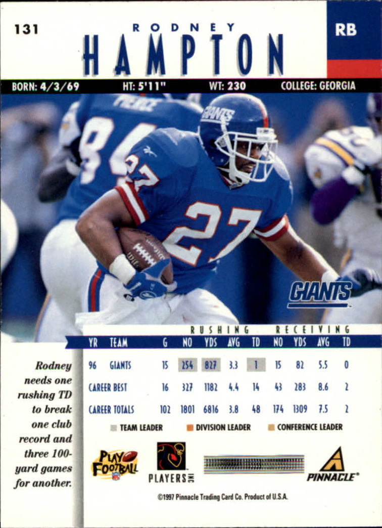 B7257- 1997 Pinnacle Footbal Cards 1-200 +Inserts -You Pick- 15+ FREE US SHIP - Picture 203 of 304