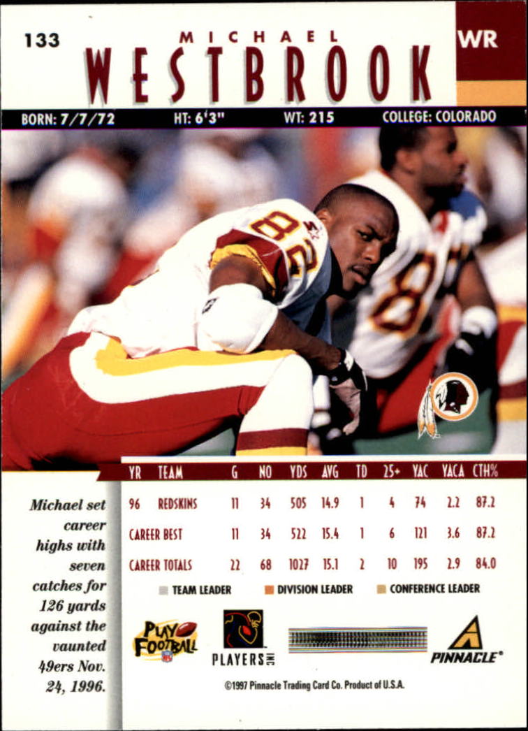 1997 Pinnacle #133 Michael Westbrook back image