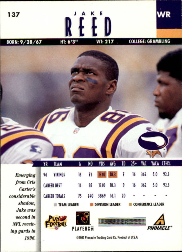 B7257- 1997 Pinnacle Footbal Cards 1-200 +Inserts -You Pick- 15+ FREE US SHIP - Picture 213 of 304