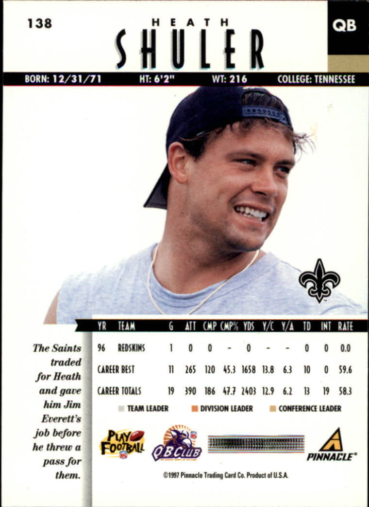 B7257- 1997 Pinnacle Footbal Cards 1-200 +Inserts -You Pick- 15+ FREE US SHIP - Picture 215 of 304