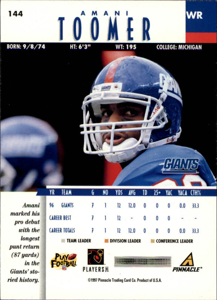 B7257- 1997 Pinnacle Footbal Cards 1-200 +Inserts -You Pick- 15+ FREE US SHIP - Picture 227 of 304