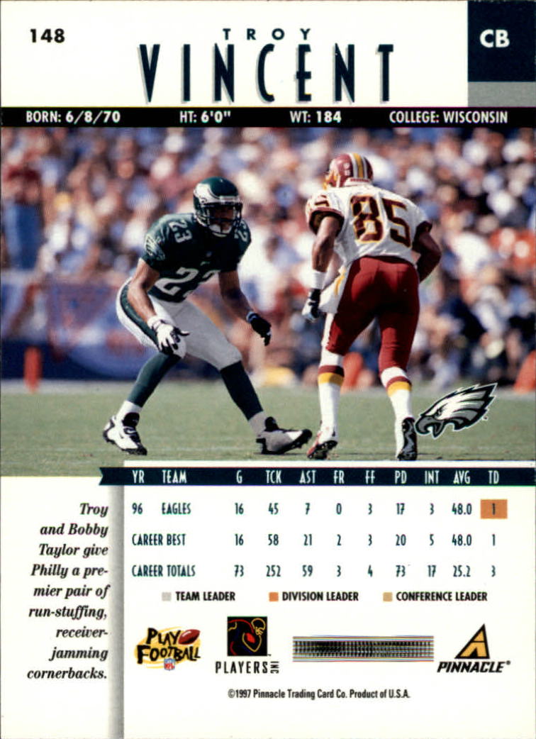 B7257- 1997 Pinnacle Footbal Cards 1-200 +Inserts -You Pick- 15+ FREE US SHIP - Picture 235 of 304