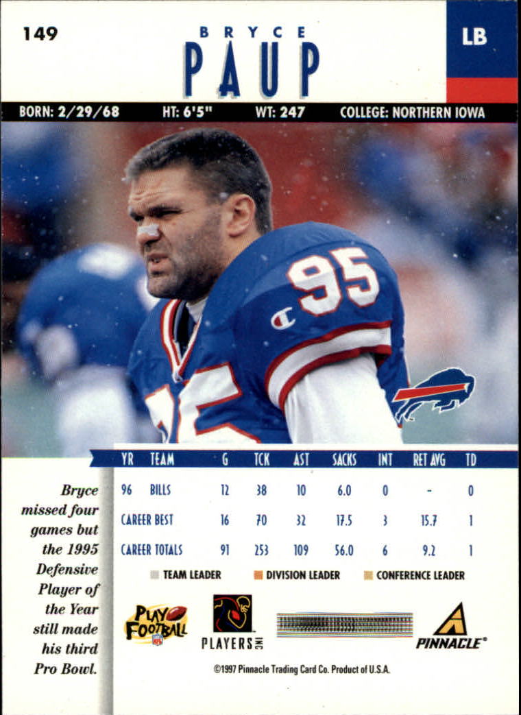 B7257- 1997 Pinnacle Footbal Cards 1-200 +Inserts -You Pick- 15+ FREE US SHIP - Picture 237 of 304