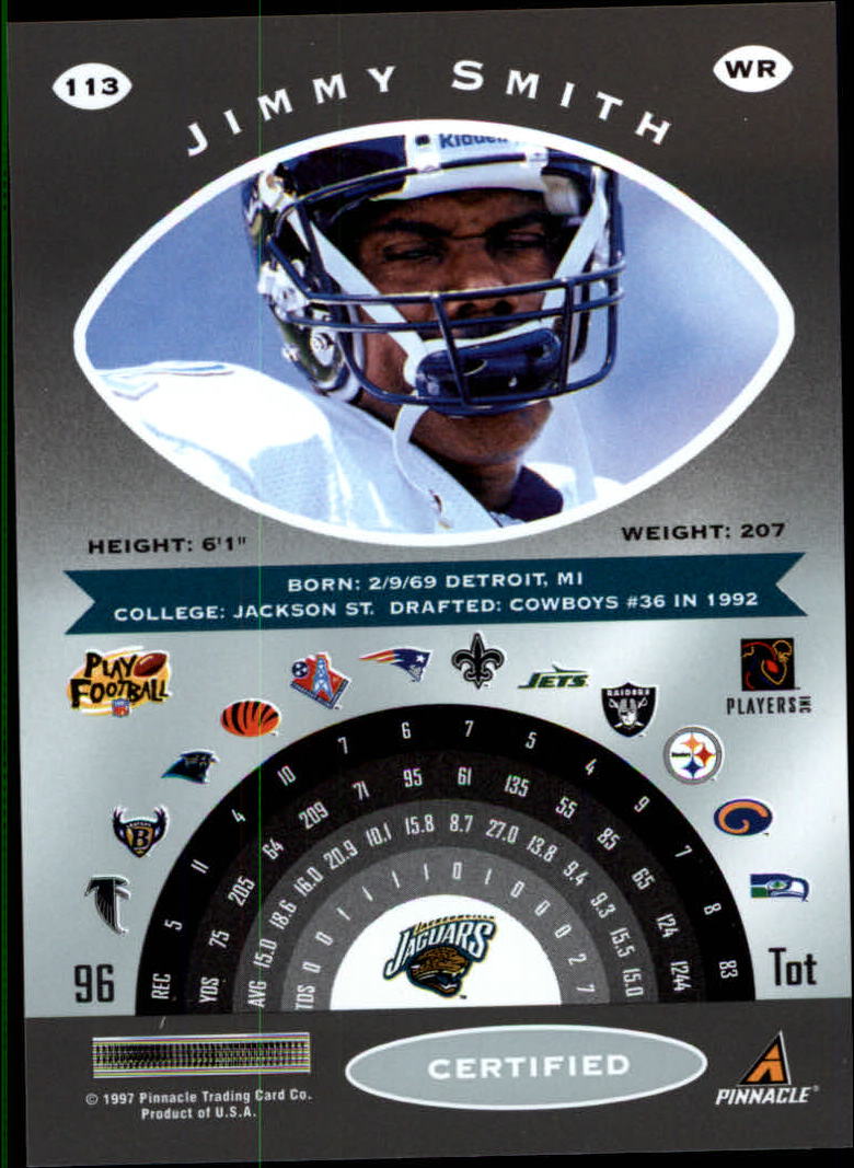 1997 Pinnacle Certified #113 Jimmy Smith back image