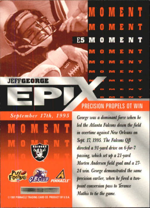 1997 Pinnacle Certified Epix #E5 Jeff George MOMENT back image