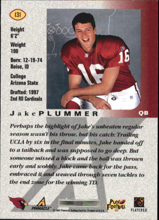 1997 Pinnacle X-Press #131 Jake Plummer RC back image