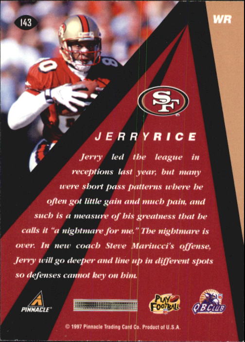 1997 Pinnacle X-Press #143 Jerry Rice PP back image
