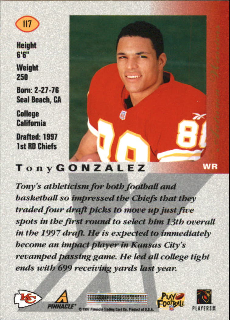 1997 Pinnacle X-Press Autumn Warriors #117 Tony Gonzalez back image