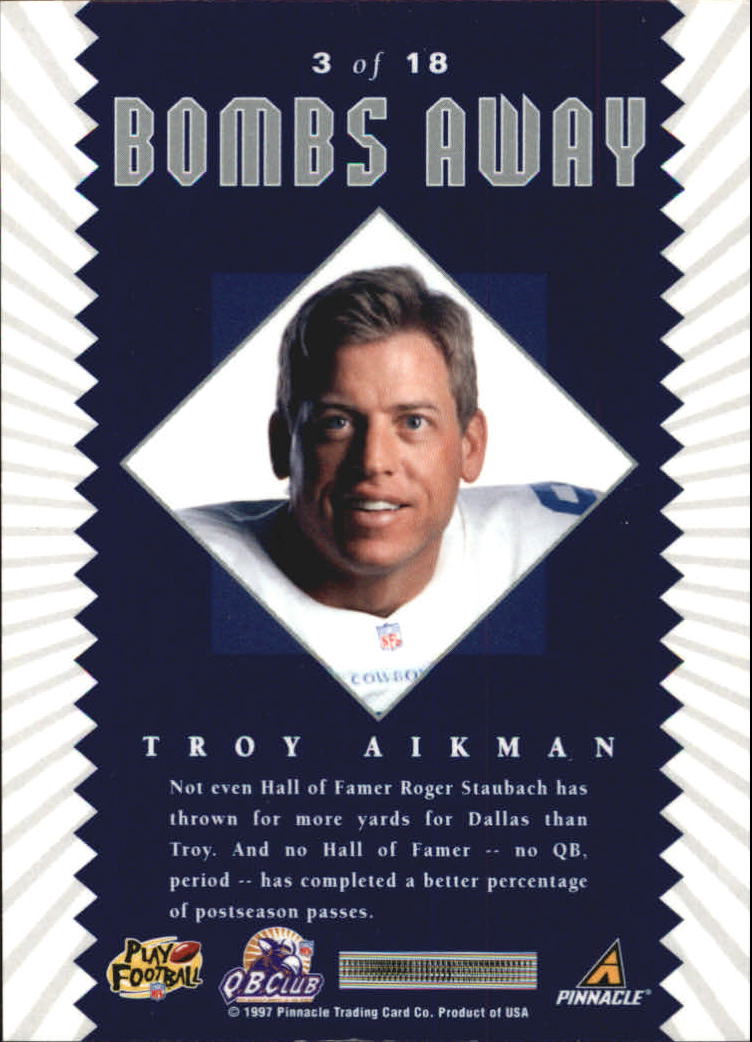 1997 Pinnacle X-Press Bombs Away #3 Troy Aikman back image