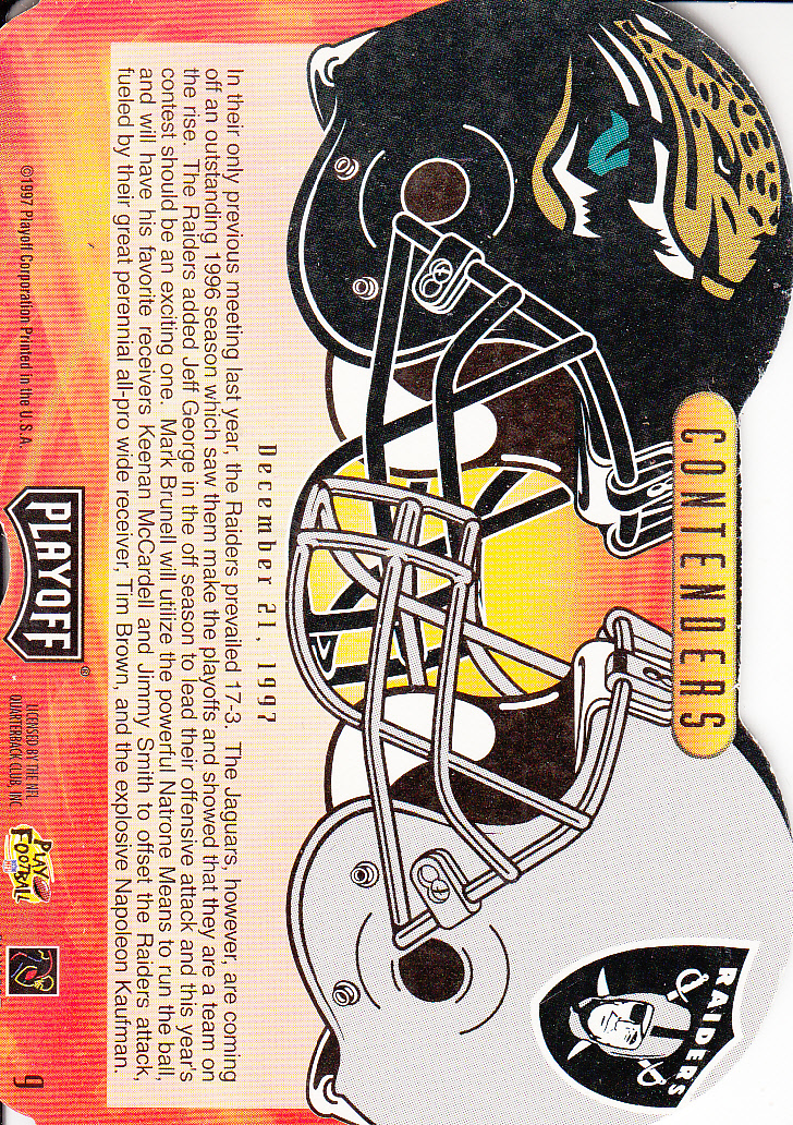 1997 Playoff Contenders Clash Blue #9 M.Brunell/T.Brown back image