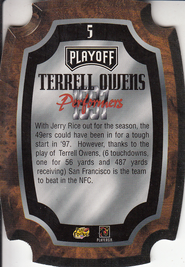 1997 Playoff Contenders Performer Plaques Blue #5 Terrell Owens back image