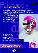 1997 Playoff First and Ten #62 Tony Gonzalez RC back image