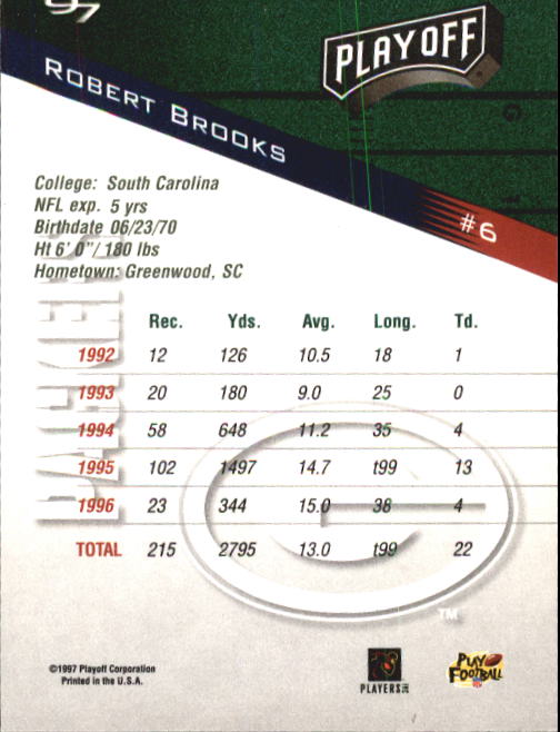 1997 Playoff Zone #6 Robert Brooks back image