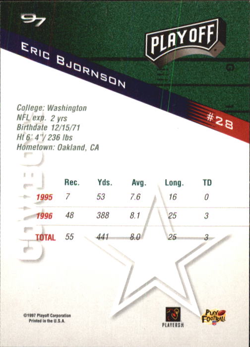 1997 Playoff Zone #28 Eric Bjornson back image