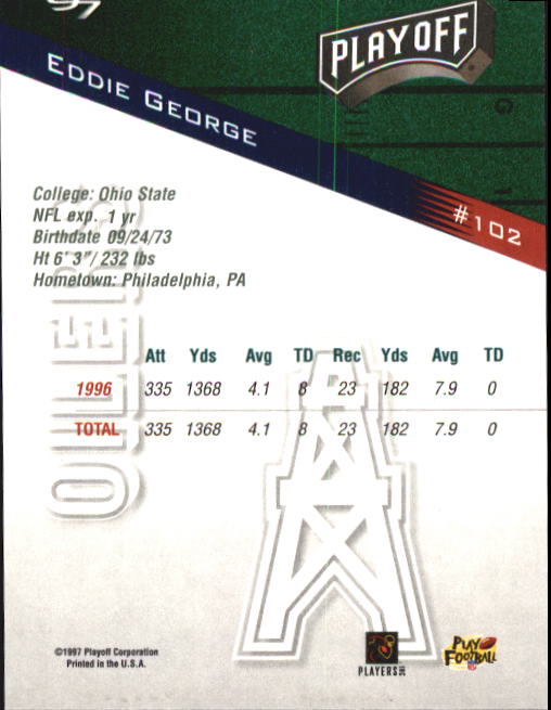 1997 Playoff Zone #102 Eddie George back image