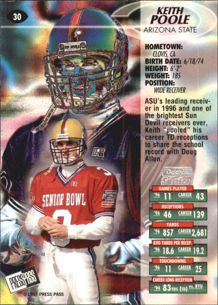 1997 Press Pass Torquers Blue #30 Keith Poole back image