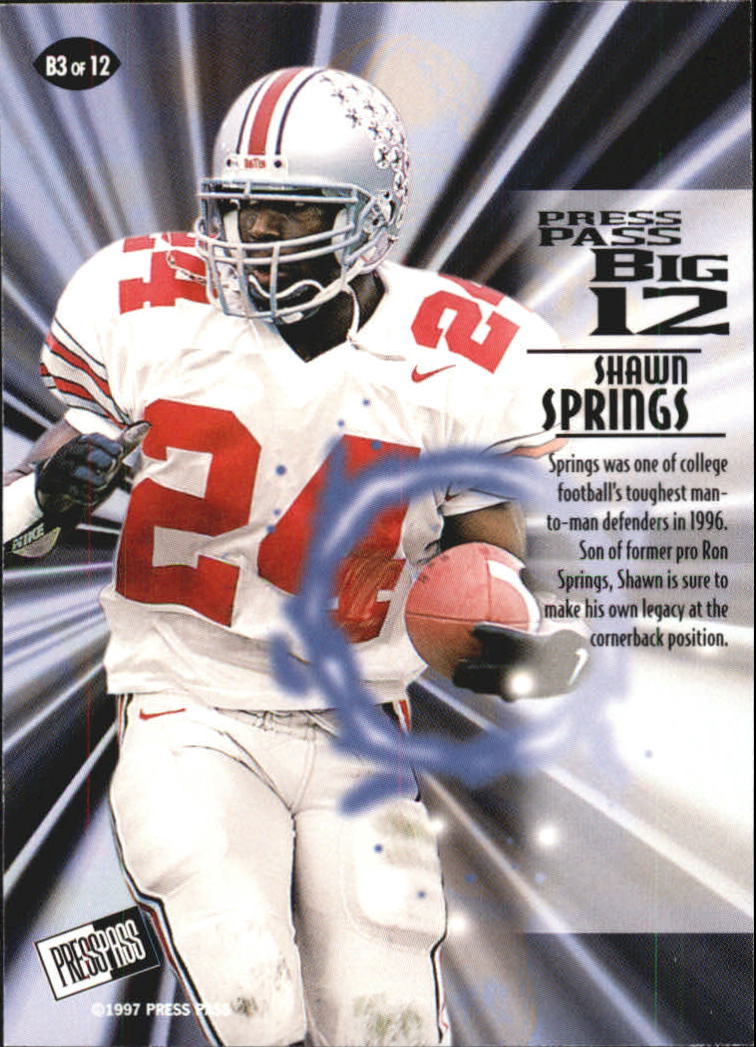 1997 Press Pass Big 12 #B3 Shawn Springs back image