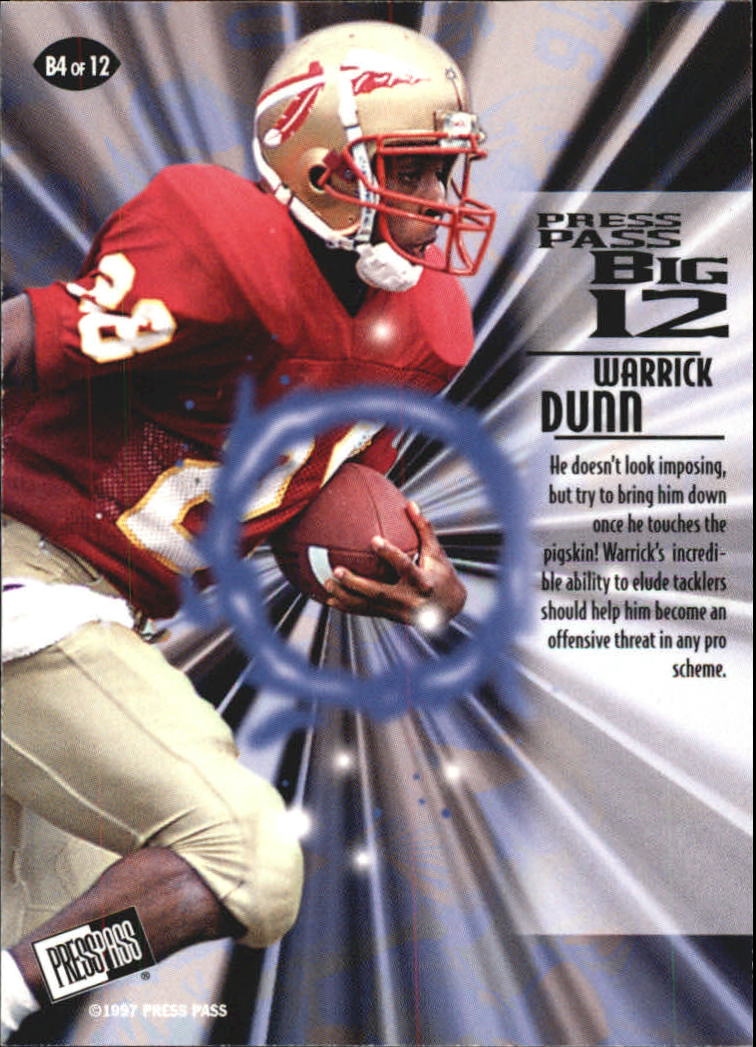 1997 Press Pass Big 12 #B4 Warrick Dunn back image