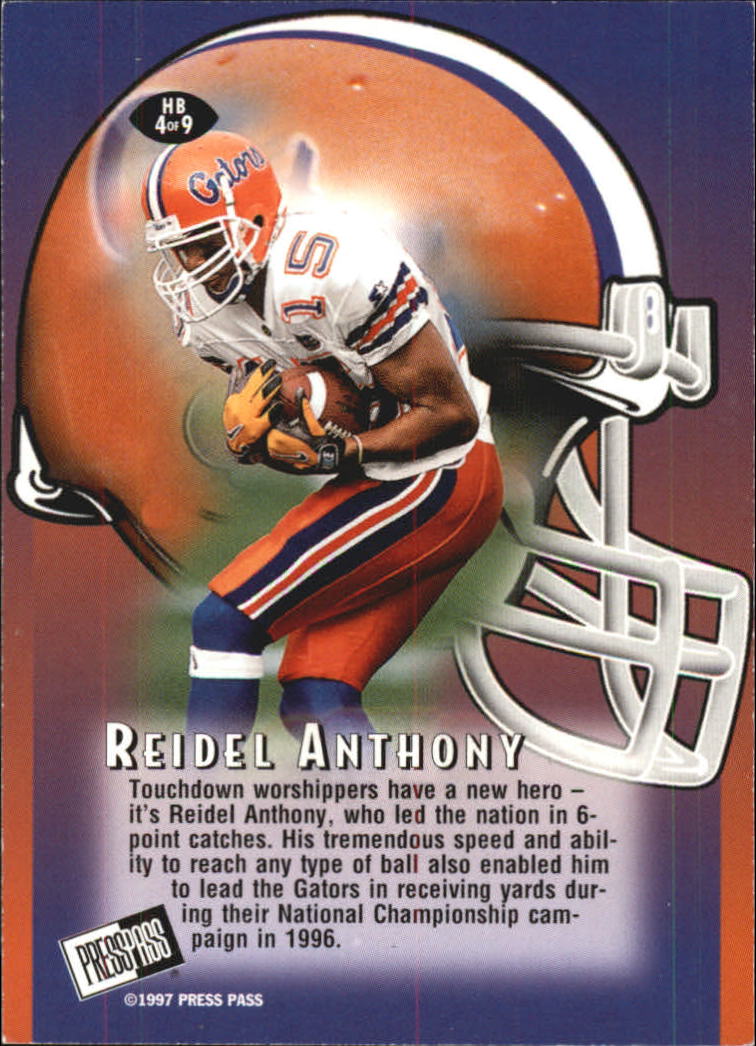 1997 Press Pass Head Butt #HB4 Reidel Anthony back image