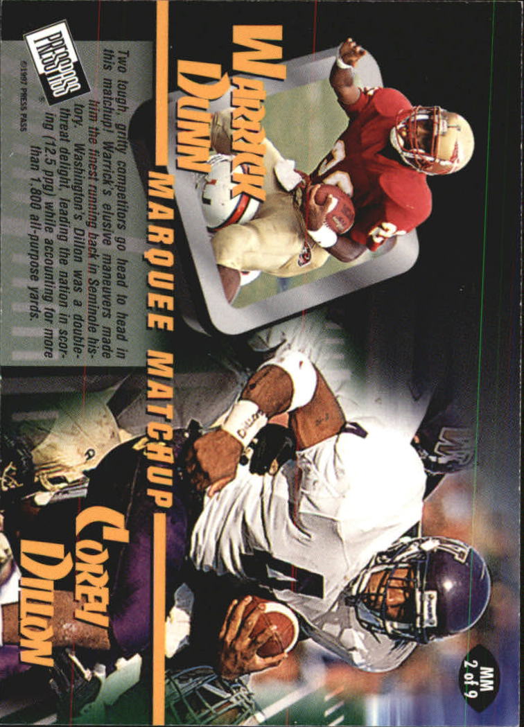 1997 Press Pass Marquee Matchups #MM2 W.Dunn/C.Dillon back image